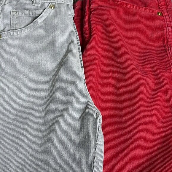 Vintage Girls Youth Corduroy Pants Lot of 2 Sz 8 JC Penny Red & Light Gray USA - Picture 4 of 16